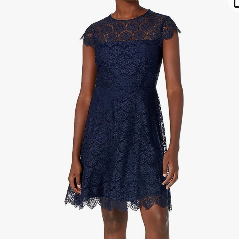 kensie Women's Scallop Lace Navy Dress size 2 navy NWT